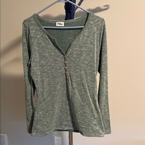 Green Long Sleeve Henley Top